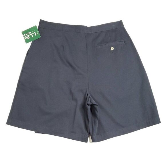 NEW LL Bean High Waisted Faux Wrap Skorts Sz 12 Flat Front Back Pocket Navy Blue - Picture 2 of 4